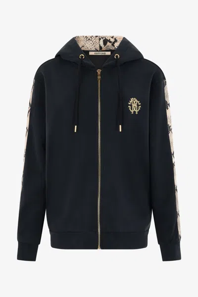 Roberto Cavalli Zip-up Hoodie In Black