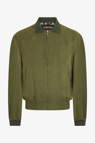 Roberto Cavalli Zip-up Bomber Jacket In Green