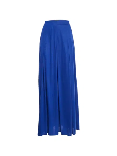 Pre-owned Roberto Cavalli Zip-up Pleated Maxi Skirt In Blue