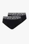 Roberto Cavalli Black Logo Waistband Briefs Two-pack In Black