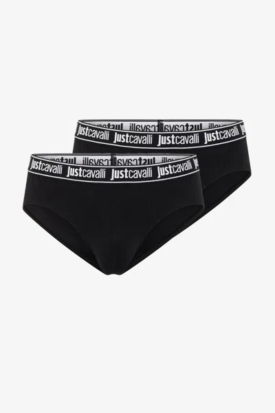 Roberto Cavalli Black Logo Waistband Briefs Two-pack