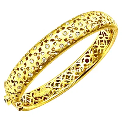 Pre-owned Roberto Coin 0.80 Carat Diamond And 18k Yellow Gold Bangle Bracelet