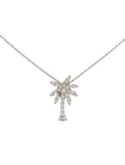 Pre-owned Roberto Coin 14k Diamond Palm Tree Necklace, 18" In Multi