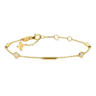 Roberto Coin .15 Ct. T.w. Bezel-set Diamond And 18kt Yellow Gold Bar Station Bracelet