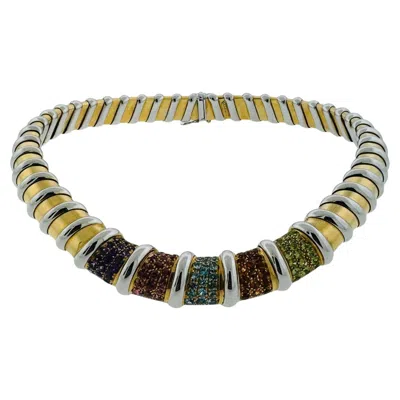Pre-owned Roberto Coin 15.00 Carat Round Brilliant Diamond 18k Gold Gems Stone Necklace In Multi