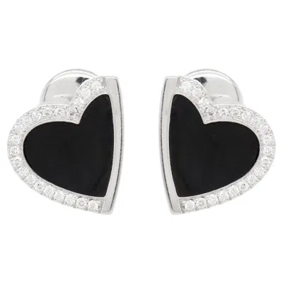 Pre-owned Roberto Coin 18 Carat White Gold And Diamond Heart Shaped Earrings By