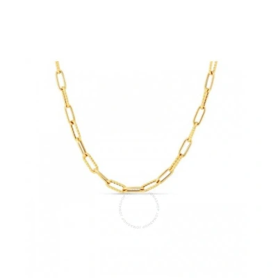 Roberto Coin 18 Karat Yellow Gold Alternating Polished & Fluted Fine Paperclip Link Chain Necklace -