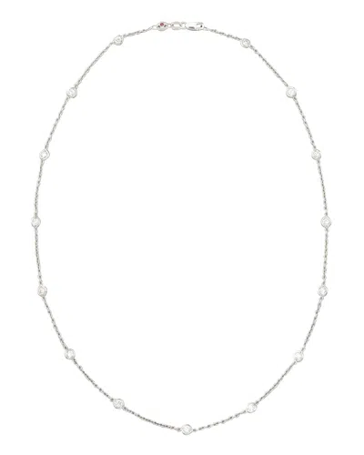 Roberto Coin 18" White Gold Diamond Station Necklace, 1.48ct In Metallic