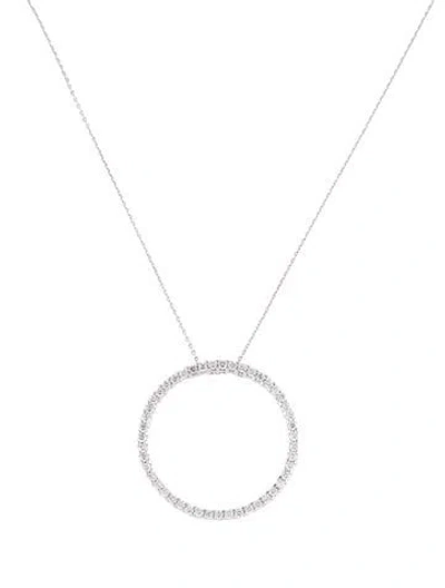 Pre-owned Roberto Coin 18k 1.03ctw Diamond Large Circle Pendant Necklace, 16" In Multi