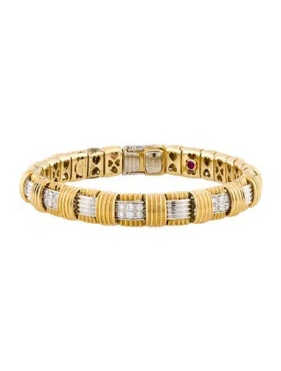 Pre-owned Roberto Coin 18k 1.24ctw Diamond Appassionata Link Bracelet, 6.5" In Multi
