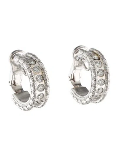 Pre-owned Roberto Coin 18k 1.33ctw Cento Hoop Earrings In Multi