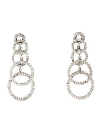 Pre-owned Roberto Coin 18k 1.36ctw Diamond Circles Drop Earrings In Multi