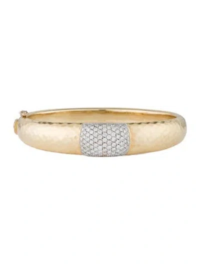 Pre-owned Roberto Coin 18k 1.41ctw Diamond Martellato Bangle, 6.25" In Multi