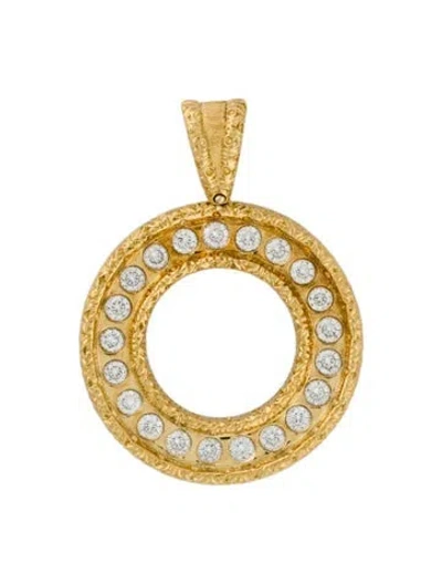Pre-owned Roberto Coin 18k 1.47ctw Diamond Coin Cento Florentine Pendant In Multi