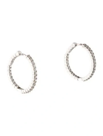 Pre-owned Roberto Coin 18k 1.68ctw Diamond Inside-out Hoop Earrings In Multi
