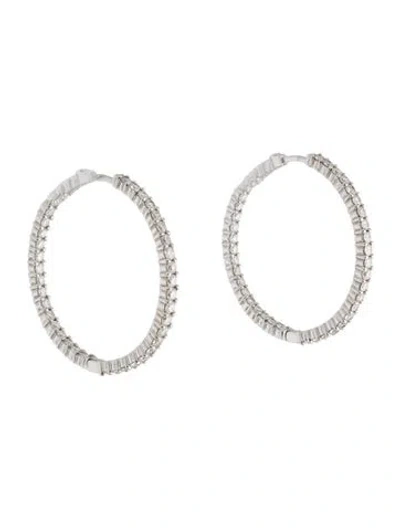 Pre-owned Roberto Coin 18k 3.42ctw Diamond Inside Outside Hoop Earrings In Multi