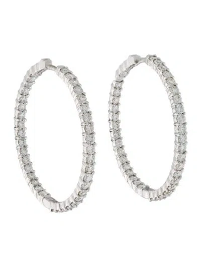 Pre-owned Roberto Coin 18k 3.46ctw Diamond Inside Out Hoop Earrings In Multi