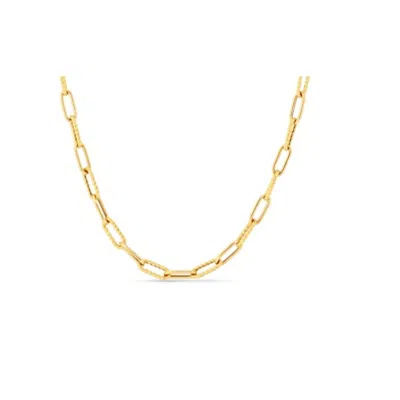 Roberto Coin 18k Alternating Polished And Fluted Fine Paperclip Link 17" Chain  5310168ay170 In Yellow