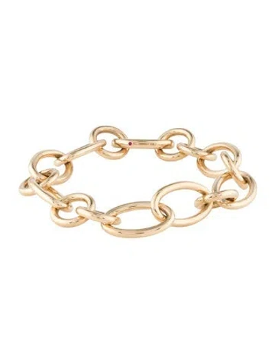Pre-owned Roberto Coin 18k Alternating Round & Oval Link Bracelet, 6.75" In Multicolor