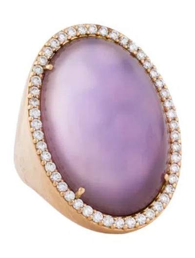 Pre-owned Roberto Coin 18k Amethyst Mother-of-pearl & Diamond Cocktail Ring In Multi