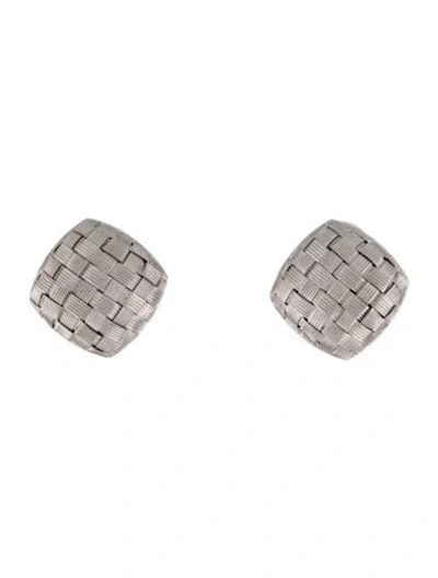 Pre-owned Roberto Coin 18k Appassionata Basket Weave Earclip Earrings In Multicolor