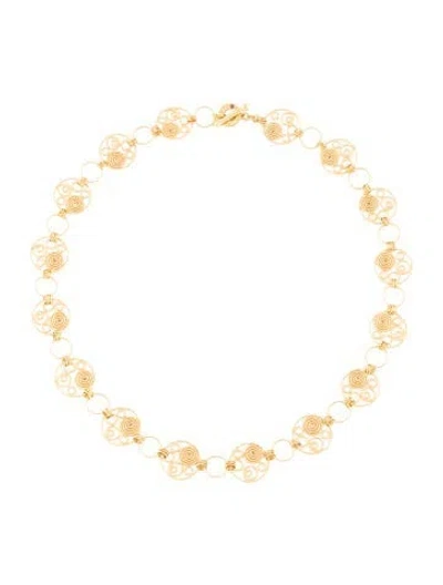 Pre-owned Roberto Coin 18k Circle Swirl Toggle Collar Necklace, 17" In Multi