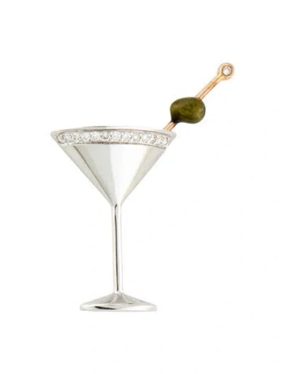 Pre-owned Roberto Coin 18k Diamond & Resin Martini Pendant In Green