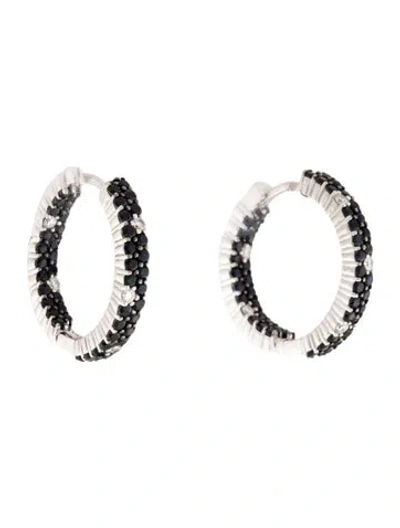 Pre-owned Roberto Coin 18k Diamond & Sapphire Inside-out Fantasia Hoop Earrings In Multi