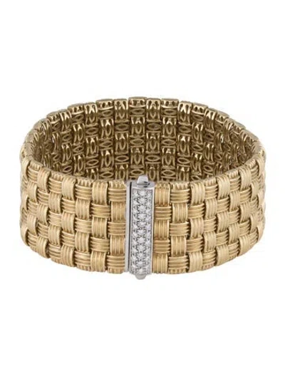 Pre-owned Roberto Coin 18k Diamond Appassionata Woven Link Bracelet, 6.75" In Multi