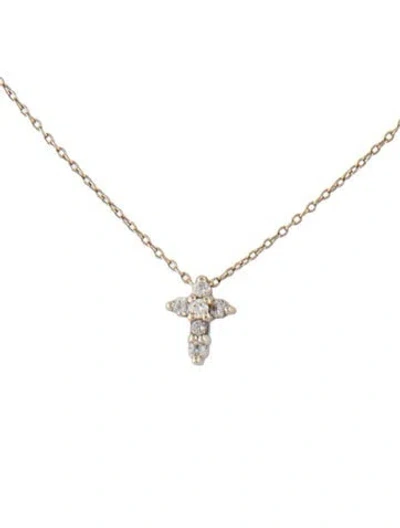 Pre-owned Roberto Coin 18k Diamond Baby Cross Pendant Necklace, 18" In Multi