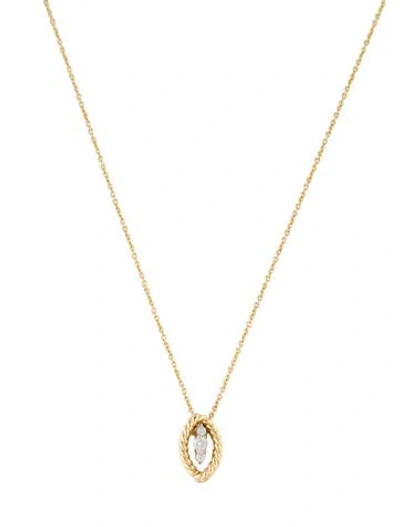 Pre-owned Roberto Coin 18k Diamond Barocco Marquise Pendant Necklace, 18" In Multi
