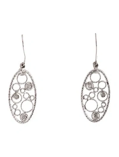 Pre-owned Roberto Coin 18k Diamond Bollicine Long Oval Drop Earrings In Multi