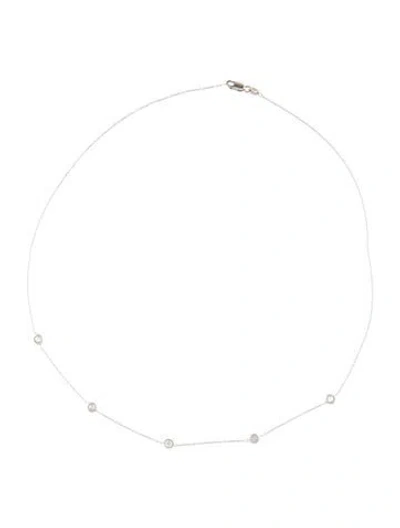 Pre-owned Roberto Coin 18k Diamond By The Inch Of Five Station Necklace, 17" In Multi