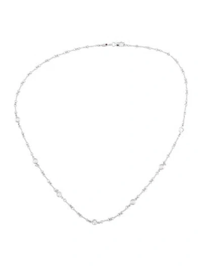 Pre-owned Roberto Coin 18k Diamond By The Inch Seven Station Dog Bone Necklace, 16" In Multi