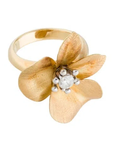 Pre-owned Roberto Coin 18k Diamond Cento Fiore Flower Ring In Multi