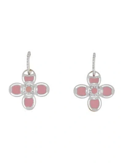 Pre-owned Roberto Coin 18k Diamond Ceramic Drop Earrings In Multi