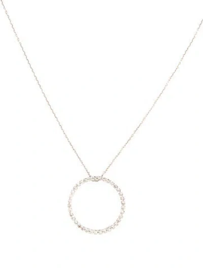 Pre-owned Roberto Coin 18k Diamond Circle Pendant Necklace, 16" In Multicolor