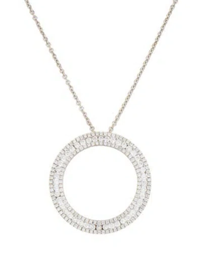Pre-owned Roberto Coin 18k Diamond Circle Pendant Necklace, 16.75" In Multicolor