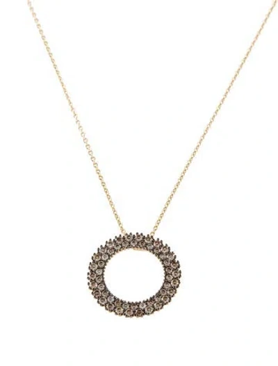 Pre-owned Roberto Coin 18k Diamond Circle Pendant Necklace, 17.5" In Multi