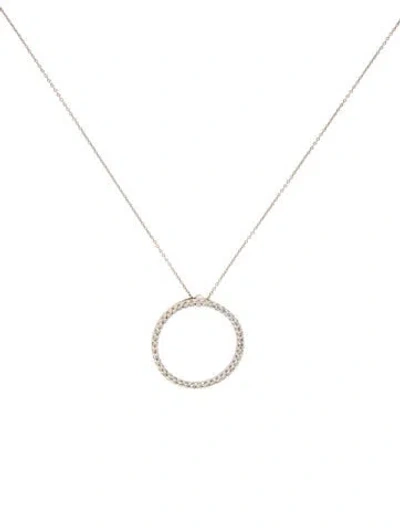 Pre-owned Roberto Coin 18k Diamond Circle Pendant Necklace, 18" In Multi