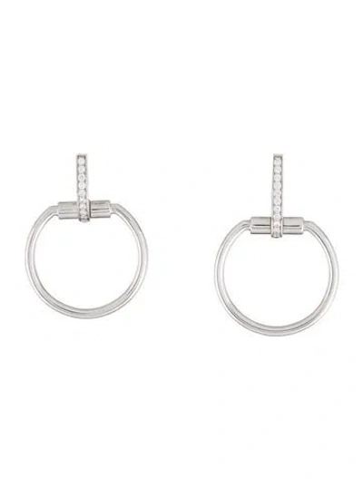 Pre-owned Roberto Coin 18k Diamond Classica Parisienne Door Knocker Drop Earrings In Multi