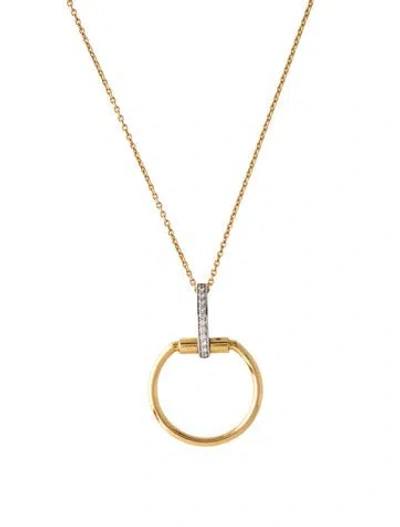 Pre-owned Roberto Coin 18k Diamond Classica Parisienne Stirrup Pendant Necklace, 18" In Multicolor