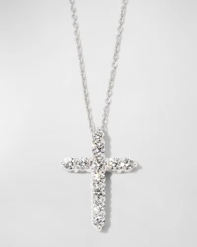 Roberto Coin 18k Diamond Cross Necklace, 17x13mm In Metallic