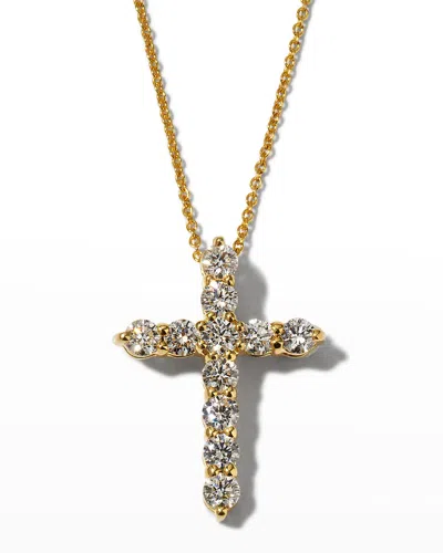 Roberto Coin 18k Diamond Cross Necklace, 20x15mm In Gold