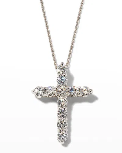 Roberto Coin 18k Diamond Cross Necklace, 20x15mm In Metallic