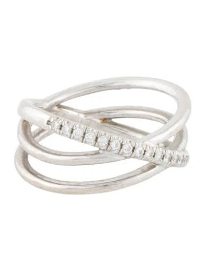Pre-owned Roberto Coin 18k Diamond Crossover Ring In Multi