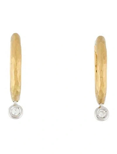 Pre-owned Roberto Coin 18k Diamond Dangle Hoop Earrings In Multi