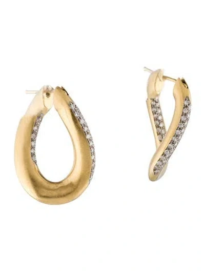 Pre-owned Roberto Coin 18k Diamond Diamond Wavy Hoop Earrings In Multi