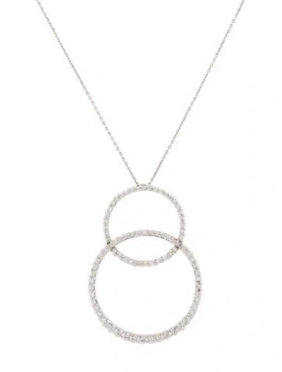 Pre-owned Roberto Coin 18k Diamond Double Circle Pendant Necklace, 16" In Multi
