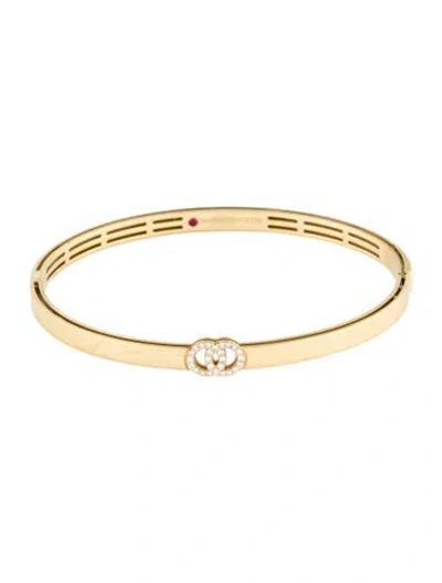 Pre-owned Roberto Coin 18k Diamond Double O Hinged Bangle Bracelet, 6.5" In Multi